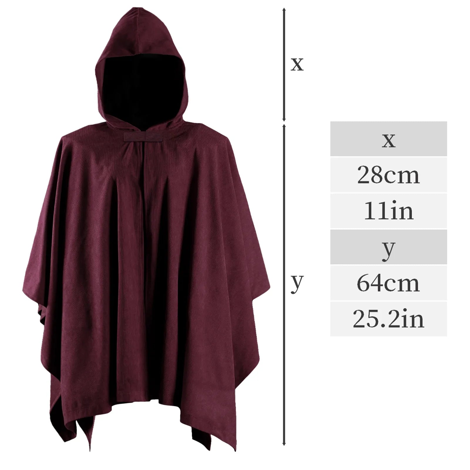 Kids Medieval Hooded Cloak with Adjustable Brooch - Corduroy Cape