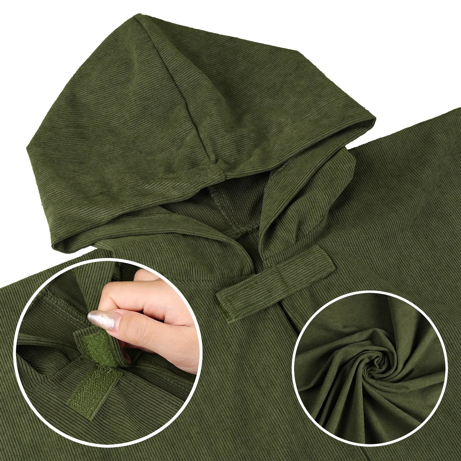 Kids Medieval Hooded Cloak with Adjustable Brooch - Corduroy Cape
